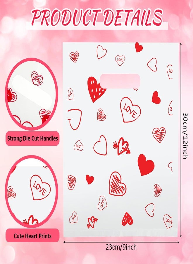 Qilery 50 Pcs Valentine‘s Day Heart Clear Gift Bag 9 x 12 Inches Plastic Merchandise Bag Valentine Plastic Shopping Bag Transparent Gift Wrap Bags for Party Favors Small Business Supplies - Image 2